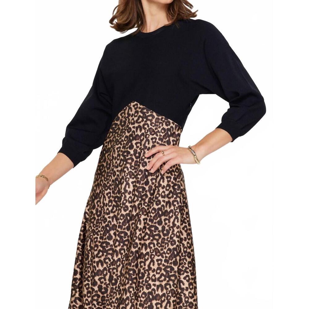 NEW CURRENT AIR split midi dress in leopard - Picture 5 of 6